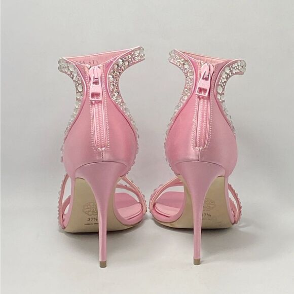 Alexander McQueen Crystal Satin Ankle-Cuff Cocktail Sandals size 37.5 - Picture 9 of 12